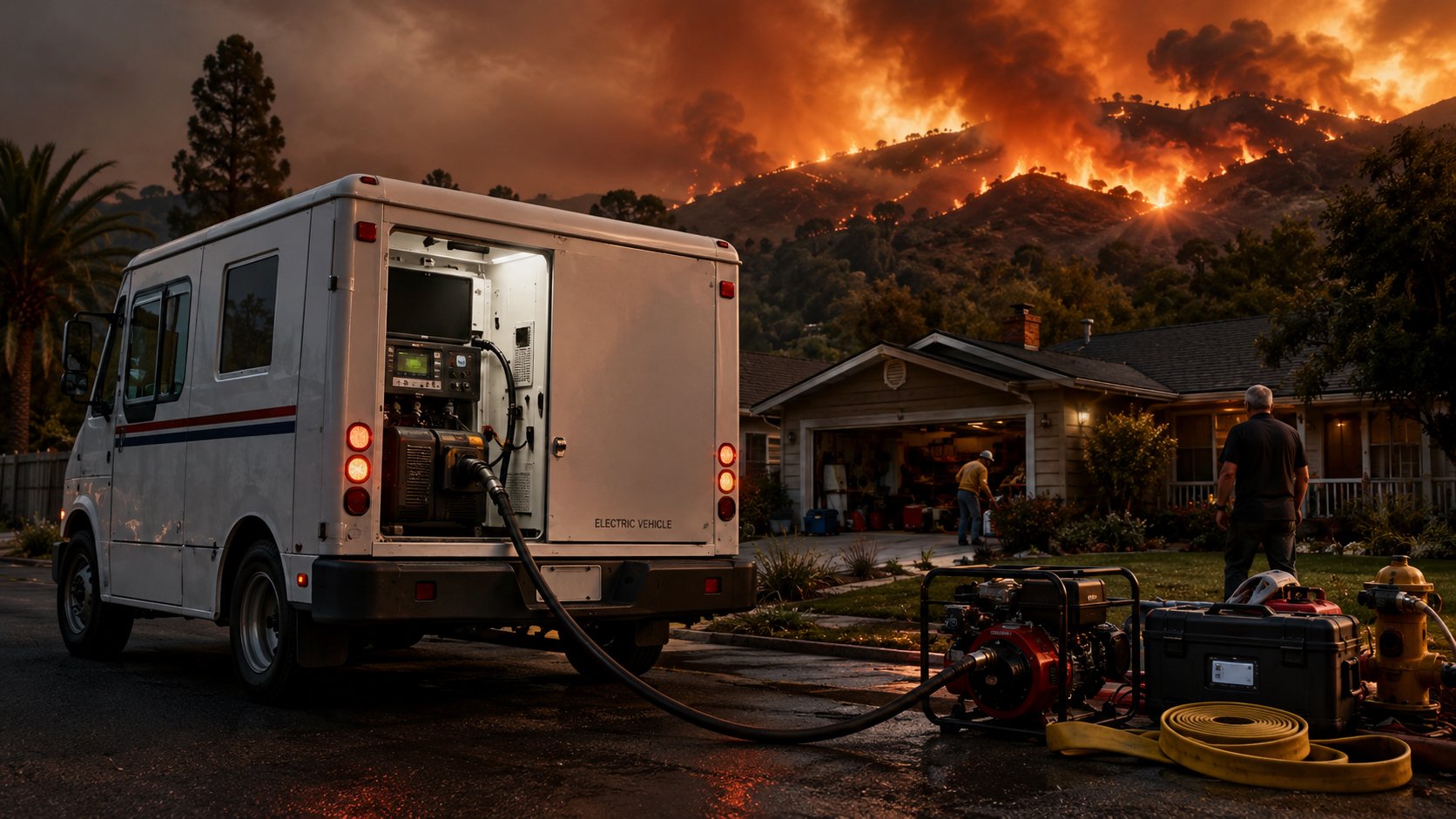 EV emergency power for fire readiness