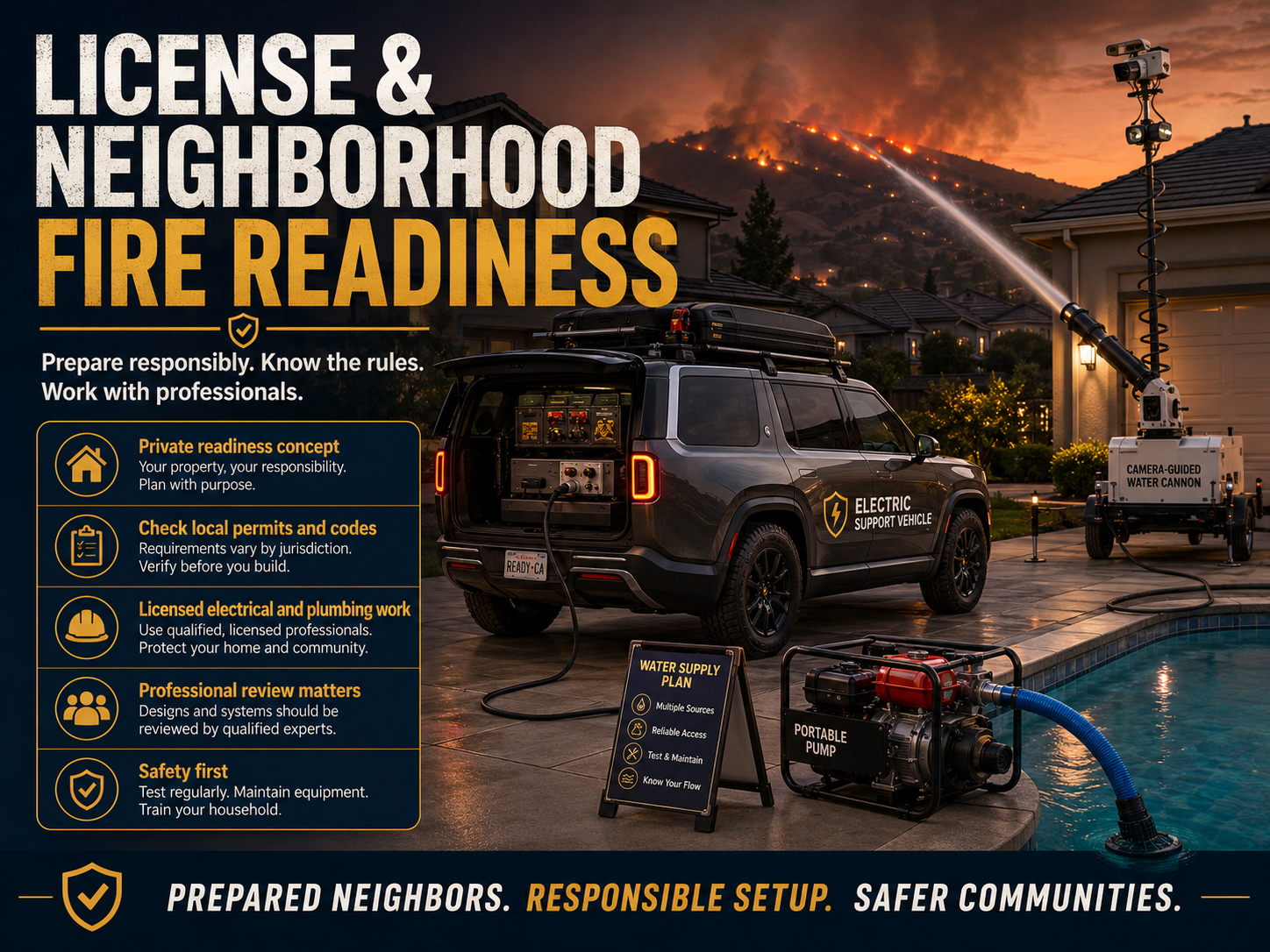 License and neighborhood fire readiness concept